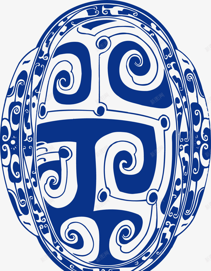 青铜花纹图像矢量图ai免抠素材_新图网 https://ixintu.com 中国风 时尚 蓝色 矢量图