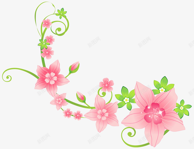 粉色花朵可爱少女心简约png免抠素材_新图网 https://ixintu.com 可爱 少女心 枝叶 粉色简约