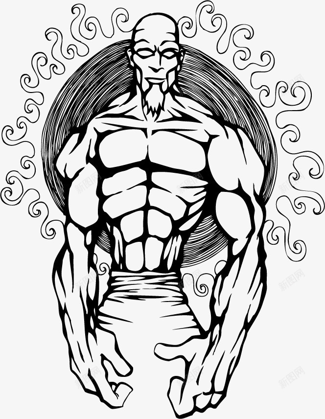 健壮的老人武僧素描矢量图ai免抠素材_新图网 https://ixintu.com 武僧 素描 老人 矢量图