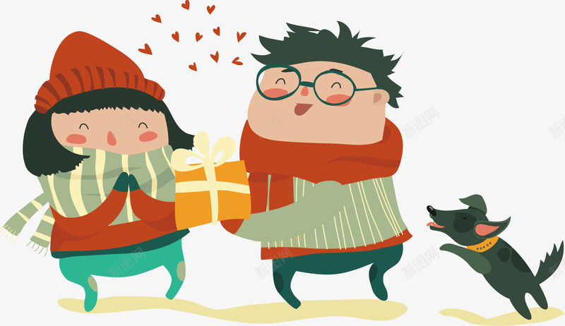 送礼物的男孩矢量图ai免抠素材_新图网 https://ixintu.com 女生 小狗 情侣 水彩 爱心 男孩 礼物 礼盒 高兴 矢量图
