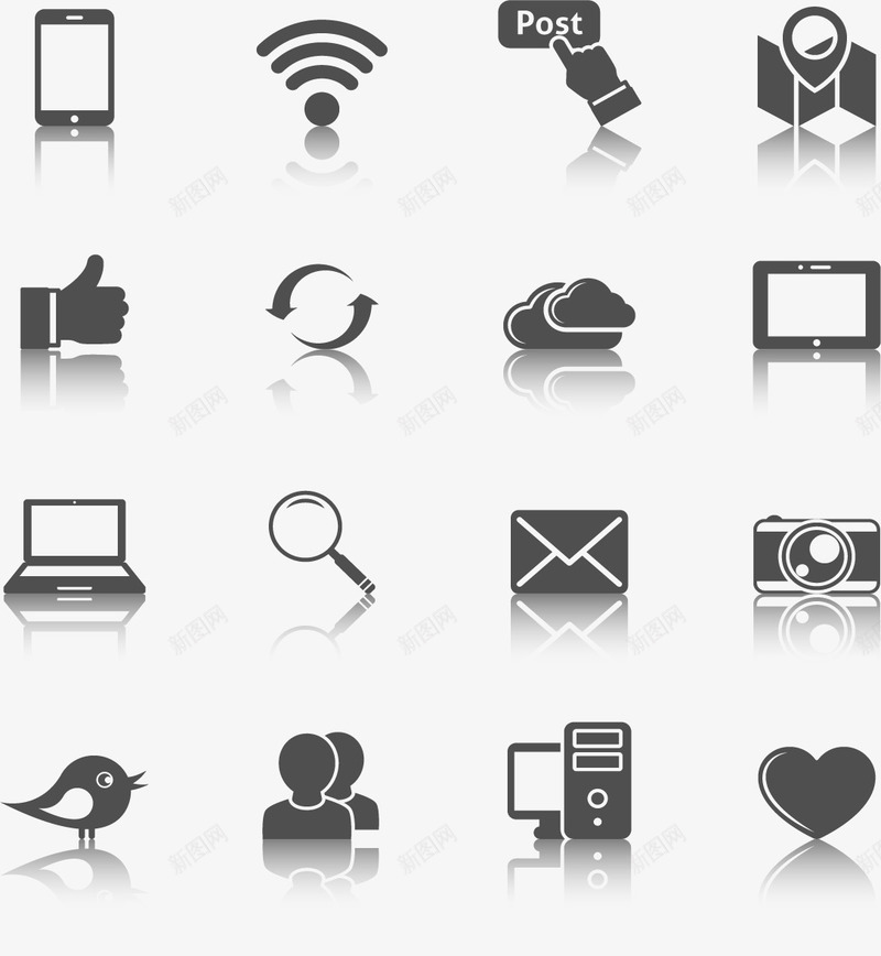 灰色商务汇报装饰矢量图eps免抠素材_新图网 https://ixintu.com WIFI 商务 扁平化 汇报 灰色 点赞 矢量素材 装饰素材 计算机 矢量图