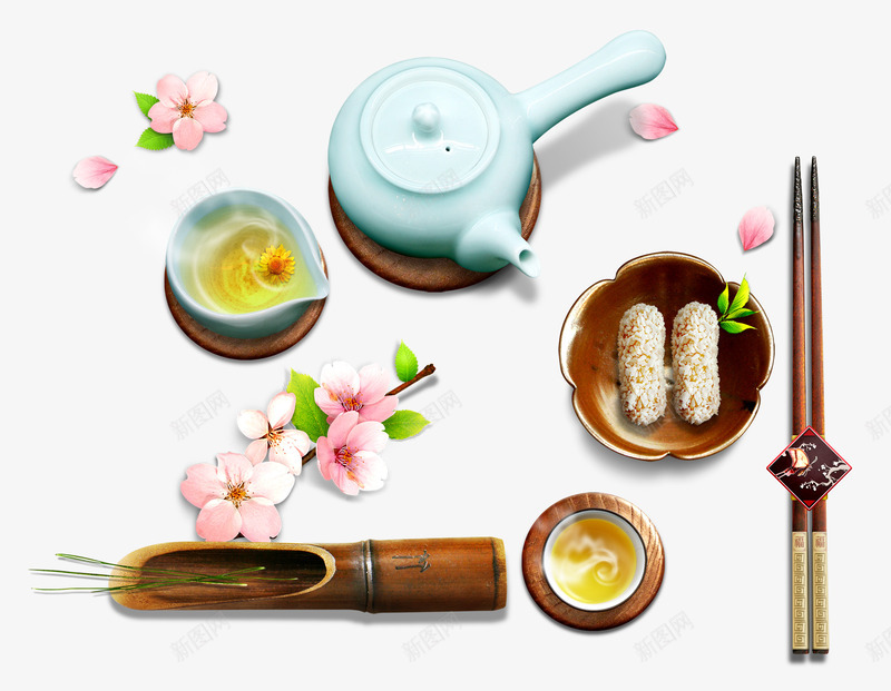 古典茶艺psd免抠素材_新图网 https://ixintu.com 中国 中国风 传统 创意 古典茶艺 料理 暖饮 桃花 盘子 竹筒 筷子 美食 花茶 茉莉花茶 茶具 茶文化 茶杯 茶艺 菊花茶 韩国 食物 餐具 餐饮