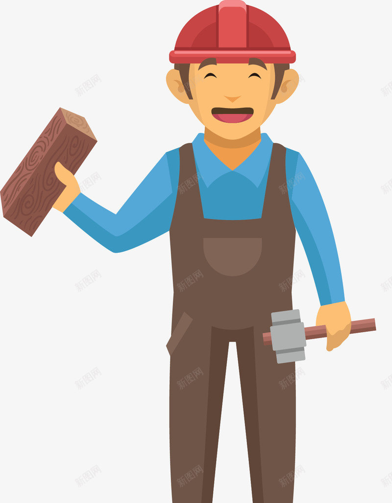 拿着木块的建筑木工矢量图ai免抠素材_新图网 https://ixintu.com 劳动节 劳动节小人 拿着木块 木工 木工师傅 矢量png 矢量图 装修工人