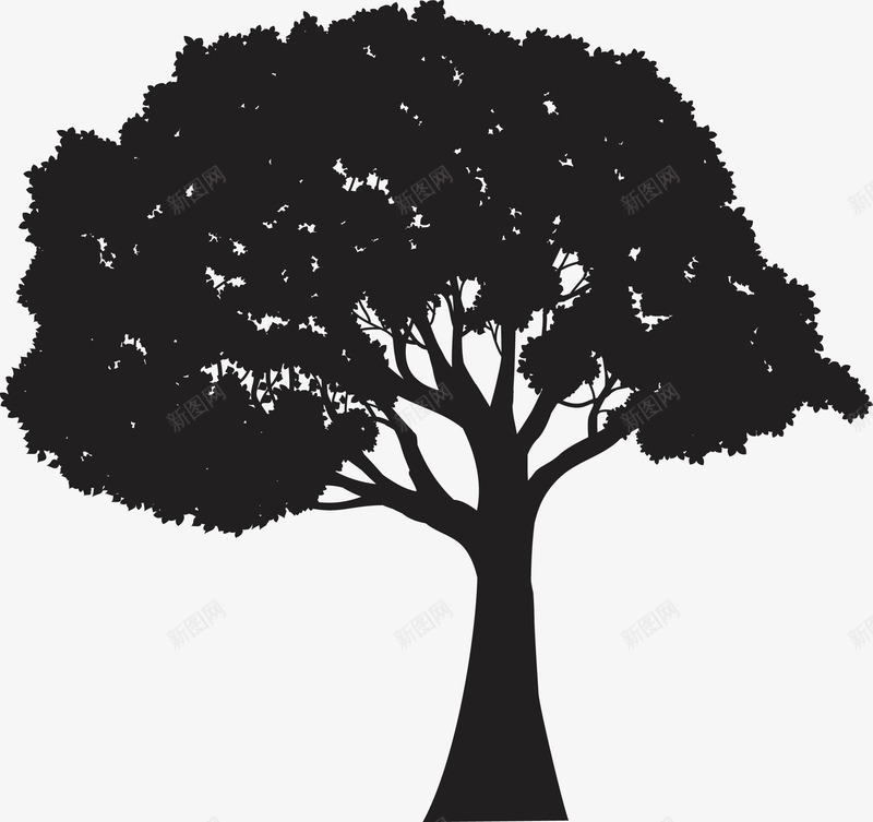 大树剪影矢量图图标ai_新图网 https://ixintu.com 剪影 大树 树木 植物 矢量图