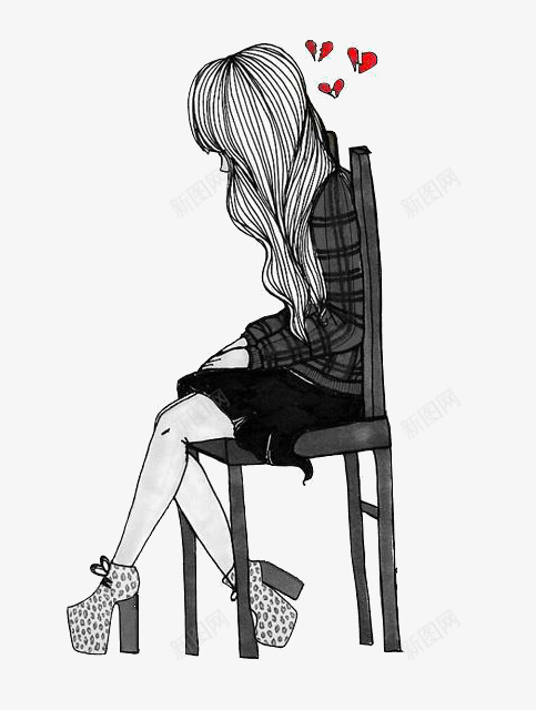插画凳子上的少女png免抠素材_新图网 https://ixintu.com 凳子 少女 手绘 插画 美女