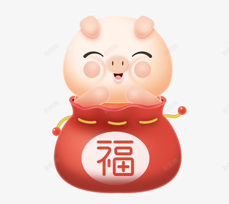 猪年福袋和可爱的小猪psd免抠素材_新图网 https://ixintu.com 可爱的小猪 猪崽 猪年 猪年福袋和可爱的小猪 福袋里的小猪