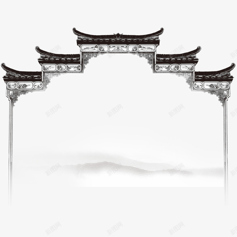 传统边框装饰png免抠素材_新图网 https://ixintu.com 传统屋檐 传统边框装饰 门框 门檐