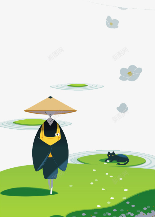 扁平化戴斗笠的人png免抠素材_新图网 https://ixintu.com H5页面素材 创意卡通元素 卡通 戴斗笠的人 扁平化 扁平素材 电商卡通 网页设计卡通