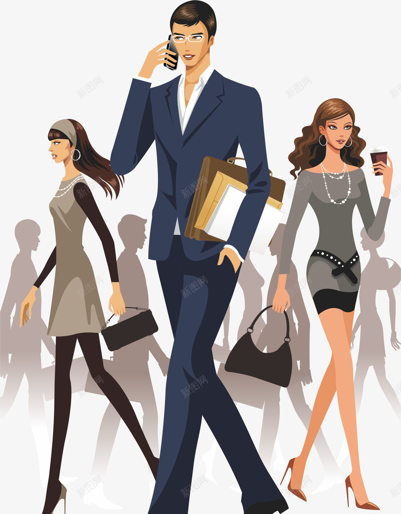 附近的人矢量图ai免抠素材_新图网 https://ixintu.com 上班族 忙碌 手拎皮包 白领 都市人群 附近的人 矢量图