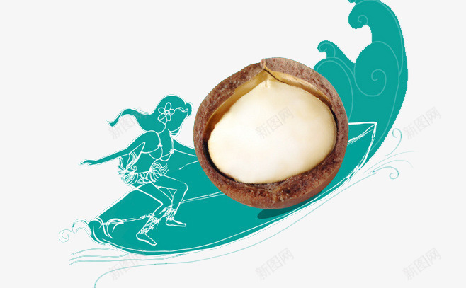 夏威夷果png免抠素材_新图网 https://ixintu.com 坚果 手绘小女孩 蓝色 零食