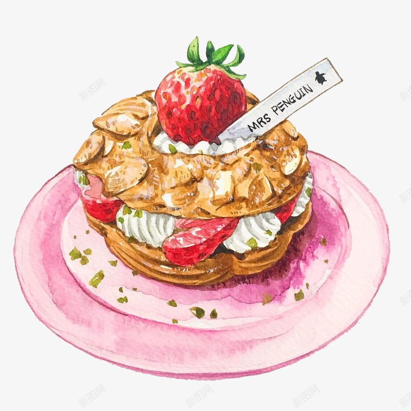 手絵草莓鮮奶油泡芙png免抠素材_新图网 https://ixintu.com 卡通 手絵 甜品 食物