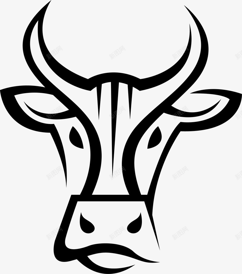 十二生肖 卡通牛头 填色练习 手绘牛头 牛头 牛头像 牛头简笔画 牛角