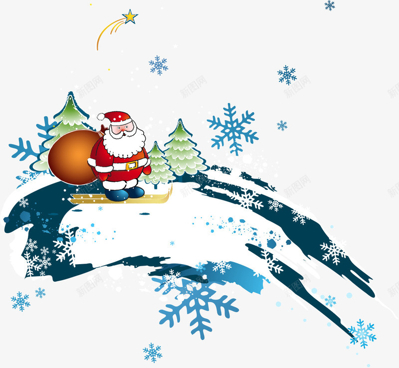 滑雪派礼物的圣诞老人psd免抠素材_新图网 https://ixintu.com png素材 圣诞老人 圣诞节素材 派礼物 滑雪 雪花