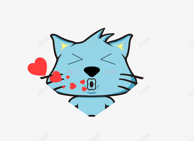 飞吻可爱三脚猫矢量图eps免抠素材_新图网 https://ixintu.com 三脚猫 亲吻 可爱 矢量图 蓝色 飞吻 飞吻表情