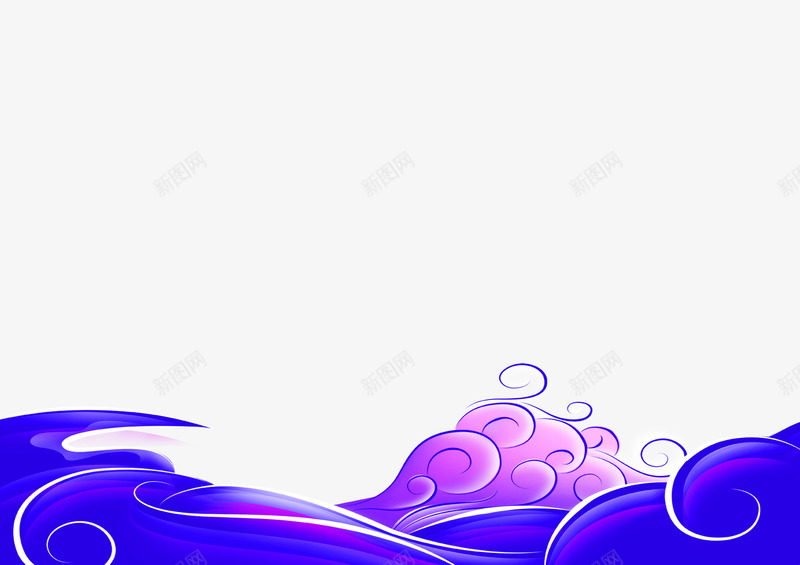 蓝色卡通海浪边框纹理png免抠素材_新图网 https://ixintu.com 免抠PNG 卡通 海浪 蓝色 边框纹理