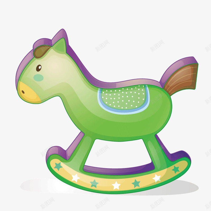 卡通摇晃木马png免抠素材_新图网 https://ixintu.com 卡通 木马 绿色