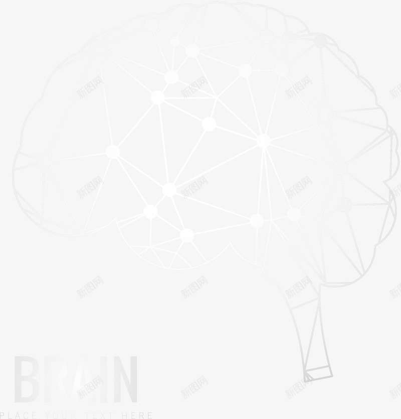 抽象png免抠素材_新图网 https://ixintu.com 多边形 思想 技术 网格 脑 蓝色 设计 闪亮