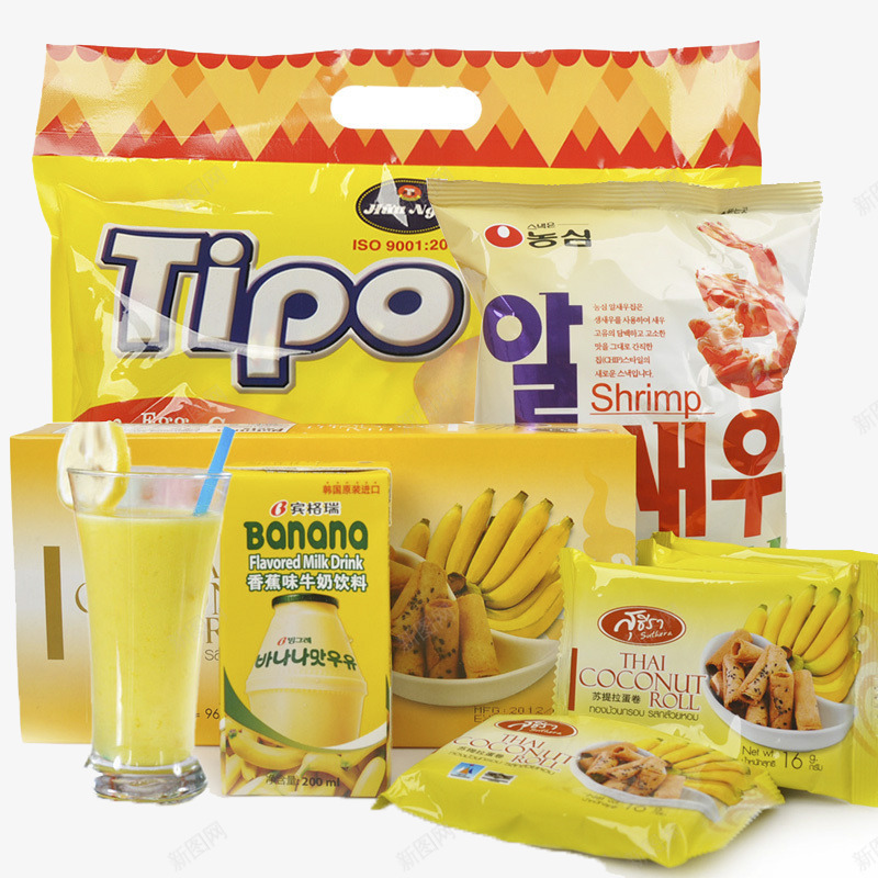 香蕉零食礼包png免抠素材_新图网 https://ixintu.com 产品实物 礼包 零食 零食礼包 香蕉