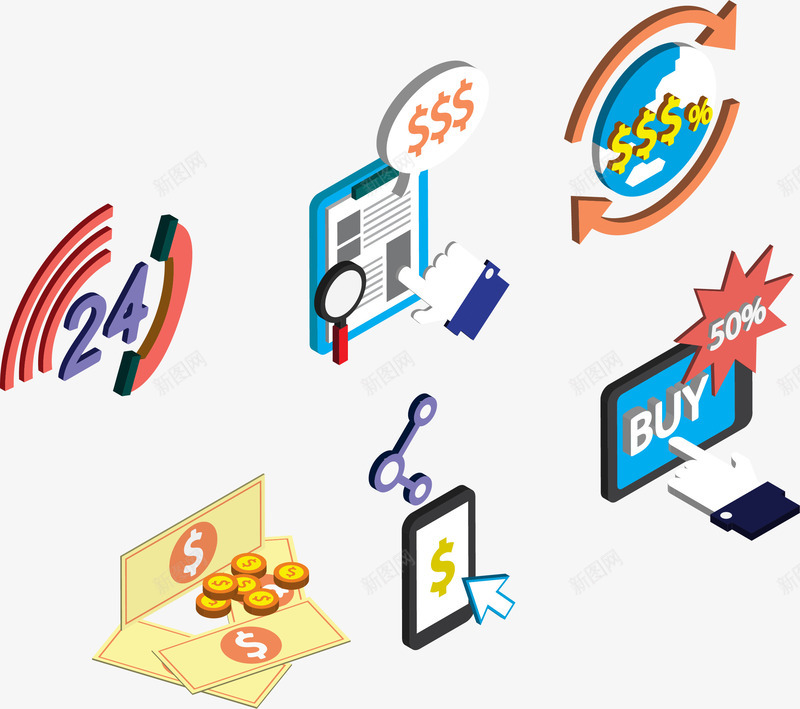 手绘网络购物png免抠素材_新图网 https://ixintu.com 在线购物 手绘 立体 线上购物 网络购物 网购