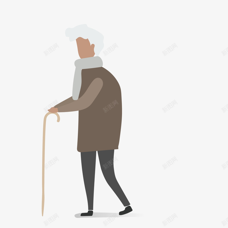 拄拐老人矢量图ai免抠素材_新图网 https://ixintu.com PNG免抠图下载 卡通 矢量图 老太太 老奶奶 老婆婆卡通 装饰 重阳节