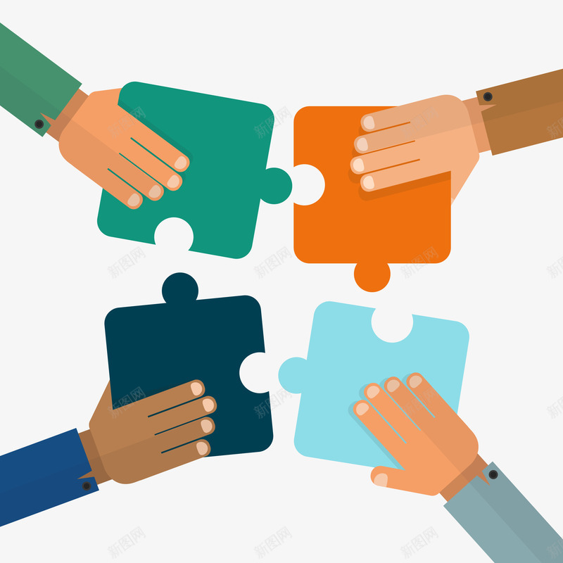手势拼图矢量图ai免抠素材_新图网 https://ixintu.com 一条心 团结 手势 拼图 拼图ui 矢量图 积木