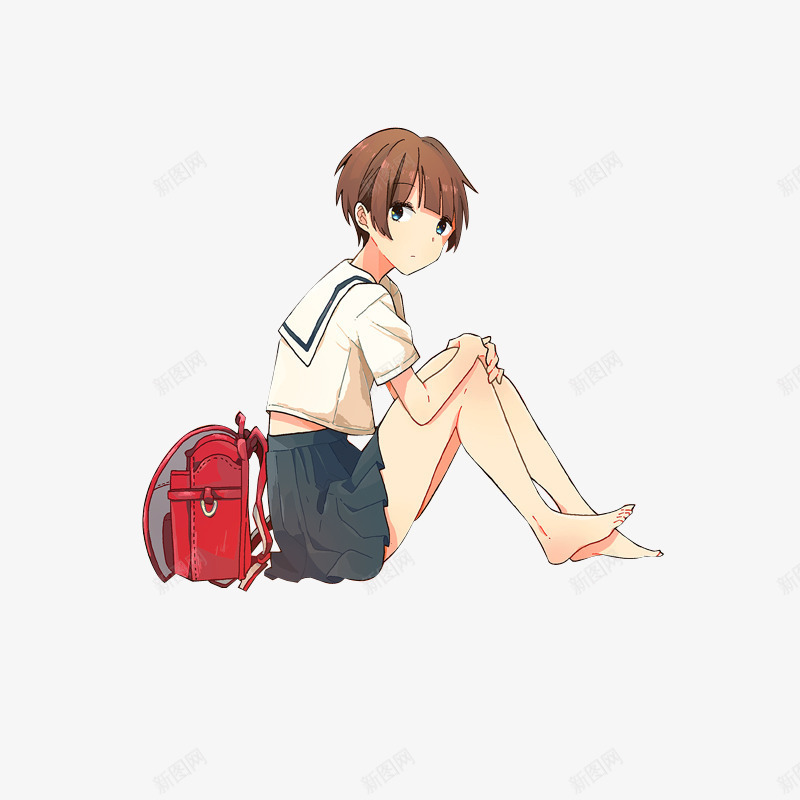 背书包的卡通少女png免抠素材_新图网 https://ixintu.com 书包 卡通 少女