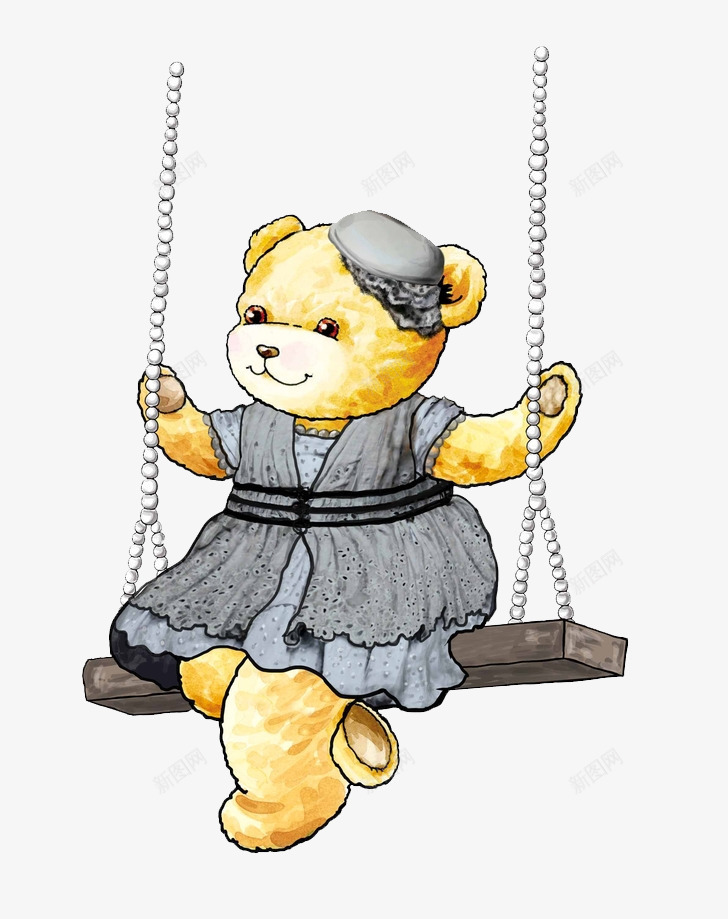小熊玩秋千png免抠素材_新图网 https://ixintu.com 卡通 彩色 玩具小熊 秋千玩具