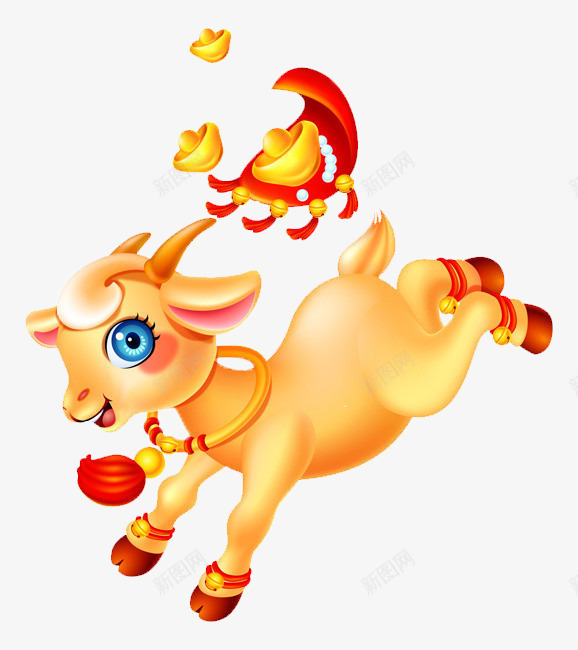 奔跑的小羊png免抠素材_新图网 https://ixintu.com 中国年 元宝 卡通小羊 吉祥如意 奔跑 家和万事兴 小羊 小羊元宝 手绘小羊 新年 羊年 节日喜庆 项圈
