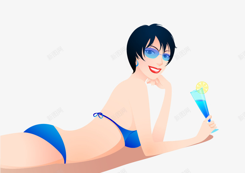 卡通手绘海滩风情穿泳装的美女png免抠素材_新图网 https://ixintu.com 卡通的美女 平面美女 沙滩风情的美女 泳装的美女 矢量美女