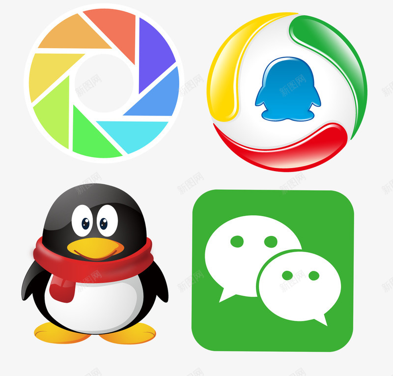微信朋友圈和QQ腾讯图标png_新图网 https://ixintu.com QQ qq图标 企鹅 微信 朋友圈 腾讯