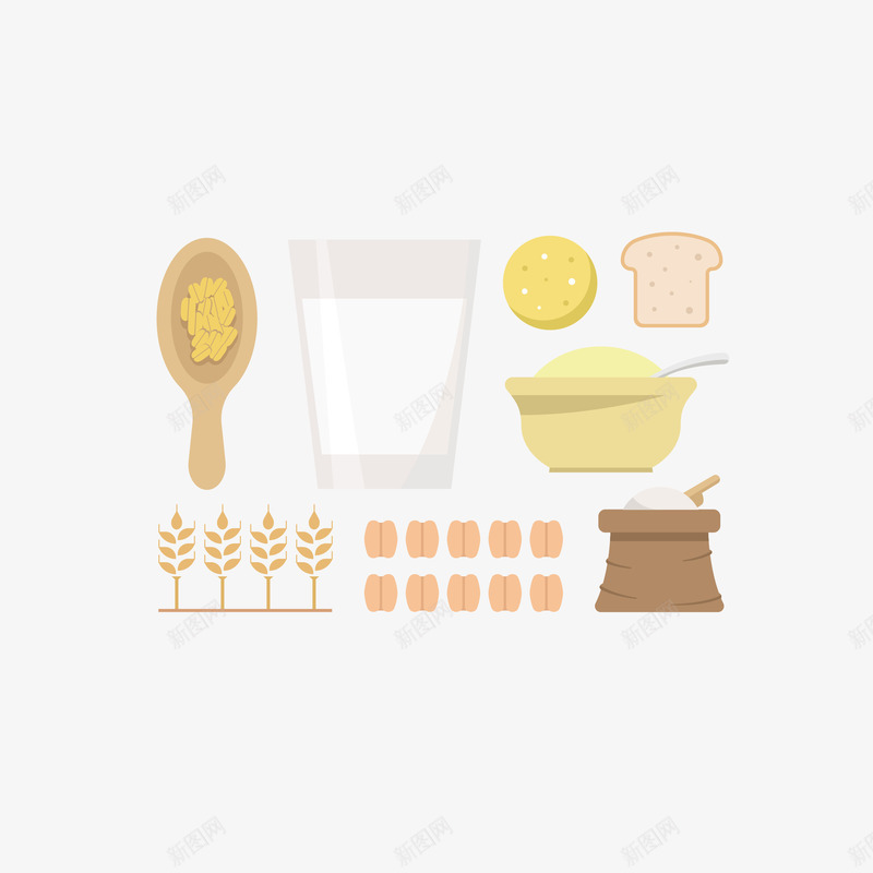卡通营养谷物燕麦粒牛奶png免抠素材_新图网 https://ixintu.com 卡通 吐司 燕麦 燕麦粒 牛奶 简约 粗粮食品 营养谷物 谷物 面包