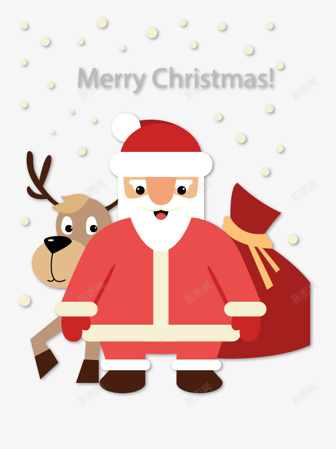 飘雪圣诞卡png免抠素材_新图网 https://ixintu.com 免扣png 免扣png素材 免费png素材 圣诞老人 节日卡片 飘雪