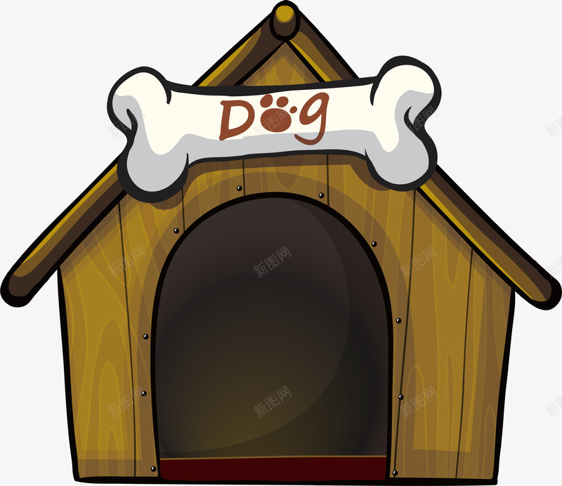 宠物狗屋png免抠素材_新图网 https://ixintu.com 宠物小屋 木质狗屋 狗屋 骨头牌子