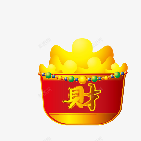 聚宝盆里的大元宝png免抠素材_新图网 https://ixintu.com 元宝 招财 聚宝盆