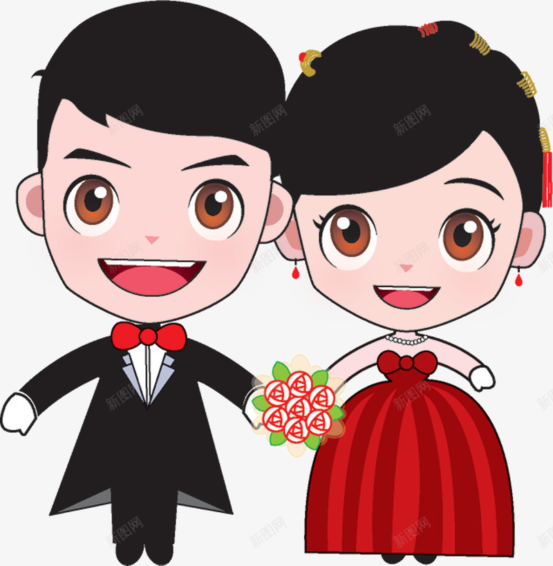 卡通png免抠素材_新图网 https://ixintu.com 卡通 夫妻 婚纱照 情侣 手绘 结婚