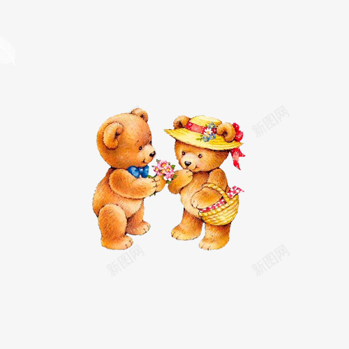 两只小熊psd免抠素材_新图网 https://ixintu.com 儿童节素材 卡通元素 小熊