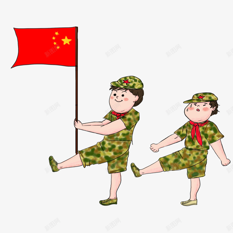 新生开学军训psd免抠素材_新图网 https://ixintu.com 人物 仪式 军训 卡通手绘 可爱 学生 新生 线条 装饰