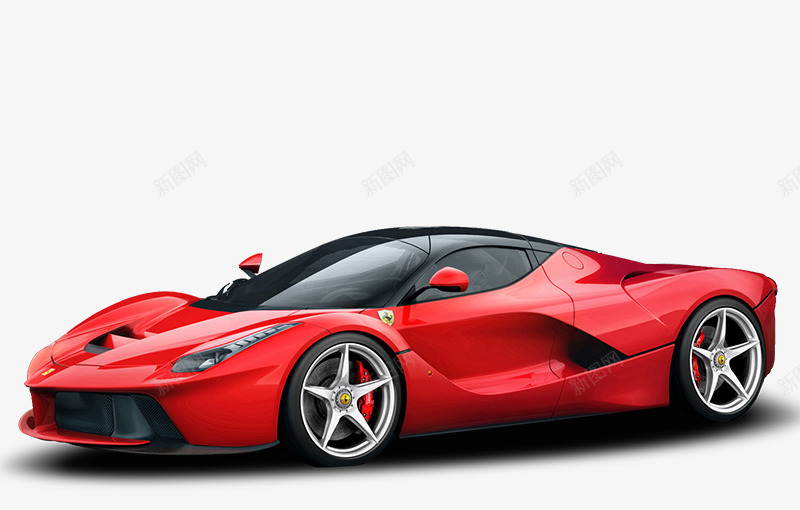 红色Ferraripng免抠素材_新图网 https://ixintu.com 产品实物 法拉利 赛车 跑车 银色车轮
