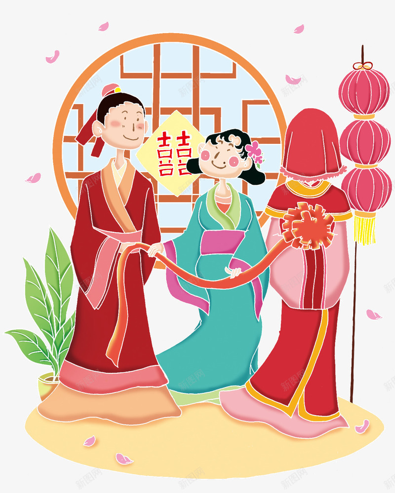拜堂的夫妻png免抠素材_新图网 https://ixintu.com 出嫁 手绘 新娘 新郎 红色 结婚