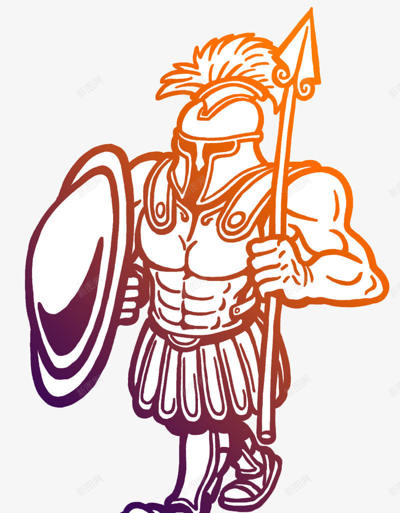 古代装备角斗士png免抠素材_新图网 https://ixintu.com 古代士兵 盾牌 矛和盾 矢量素材 肌肉 角斗士 长矛