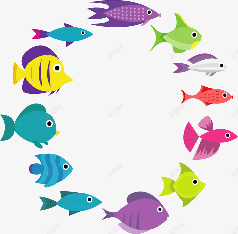 海洋世界彩色小鱼矢量图ai免抠素材_新图网 https://ixintu.com 卡通小鱼 小鱼 小鱼边框 彩色小鱼 海洋世界 海洋生物边框 矢量png 矢量图
