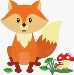 卡通手绘唱歌的动物卡通动物小狐狸插画矢量图高清图片