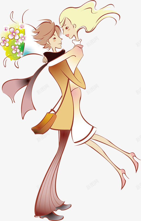 创意手绘相亲相爱的情侣七夕情人节png免抠素材_新图网 https://ixintu.com 创意 情人 情侣 相亲相爱 相恋