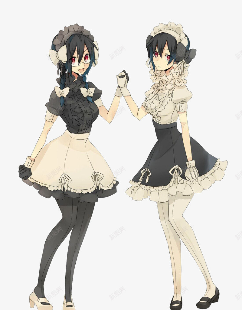 双子女仆装少女png免抠素材_新图网 https://ixintu.com 双子 女仆 少女