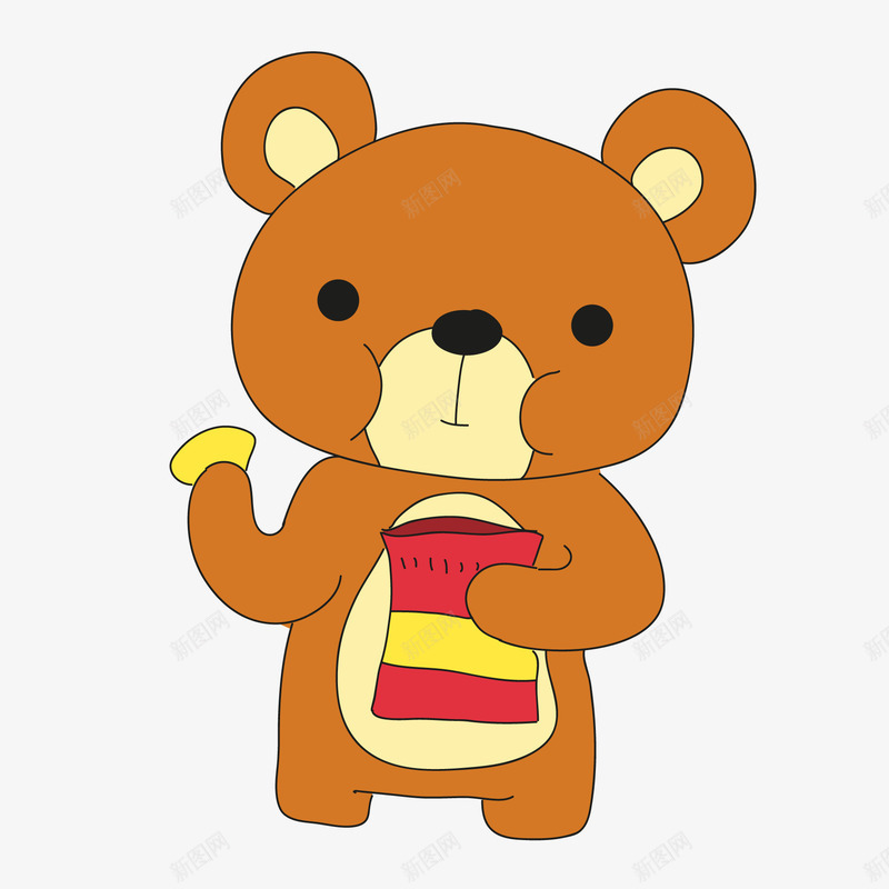 吃零食小熊矢量图ai免抠素材_新图网 https://ixintu.com 动物 动物插画 卡通动物 可爱动物 吃零食 小动物 小熊 矢量图