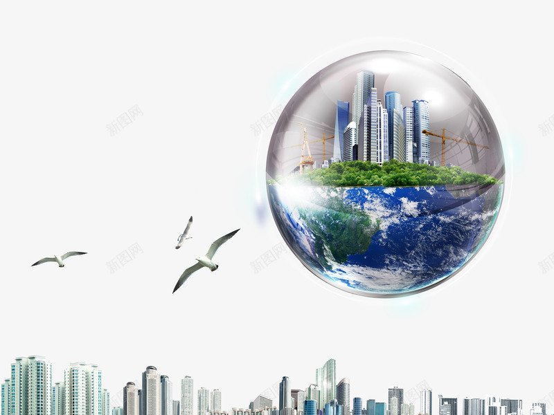 城市建设psd免抠素材_新图网 https://ixintu.com 地球 城市 塔吊 工地 工地塔吊 建筑 海鸥 社群 绿色环保社区