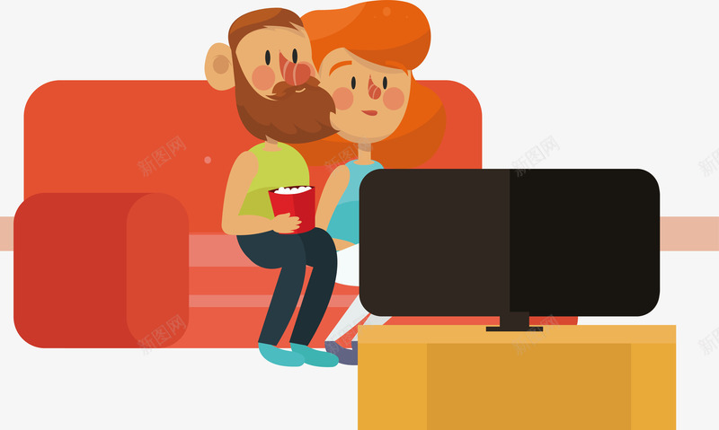 在家一起看电视png免抠素材_新图网 https://ixintu.com 休闲时光 和你在一起 在一起 坐着看电视 看电视 看综艺节目 矢量png