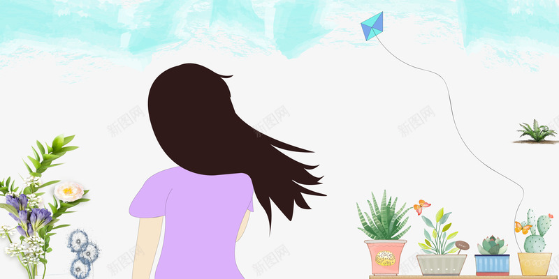 原创女神春季插画矢量图ai免抠素材_新图网 https://ixintu.com 3月你好 女神节 春季元素 踏青 矢量图
