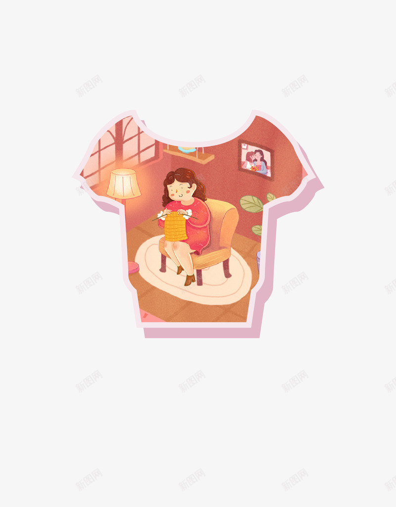 母亲节手绘元素衣服png免抠素材_新图网 https://ixintu.com 手绘 插画 母亲节 温暖