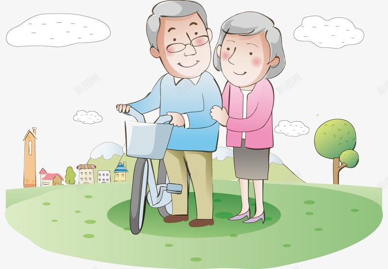 推着自行车闲逛的老人png免抠素材_新图网 https://ixintu.com nb 休闲 推着自行车 散步 溜达 漫步 老人 老人散步 老伴 行走 转悠 闲走 闲逛